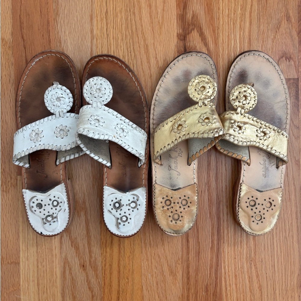BUNDLE: Jack Rogers Sandals - White and Gold